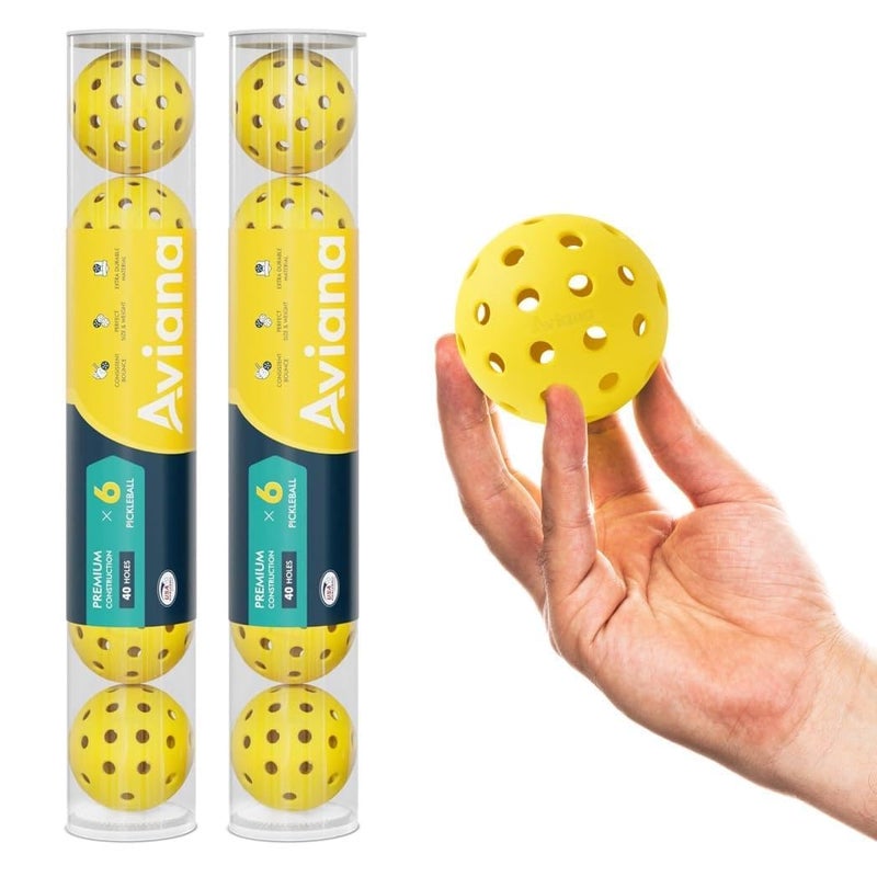 Pro Aviana Pickleball Ball Set | Professional USAPA Approved for Sanctioned Tournament Play | 40 Holes & Specifically Designed for Outdoor Courts | Yellow, 12 Pack - Image 1